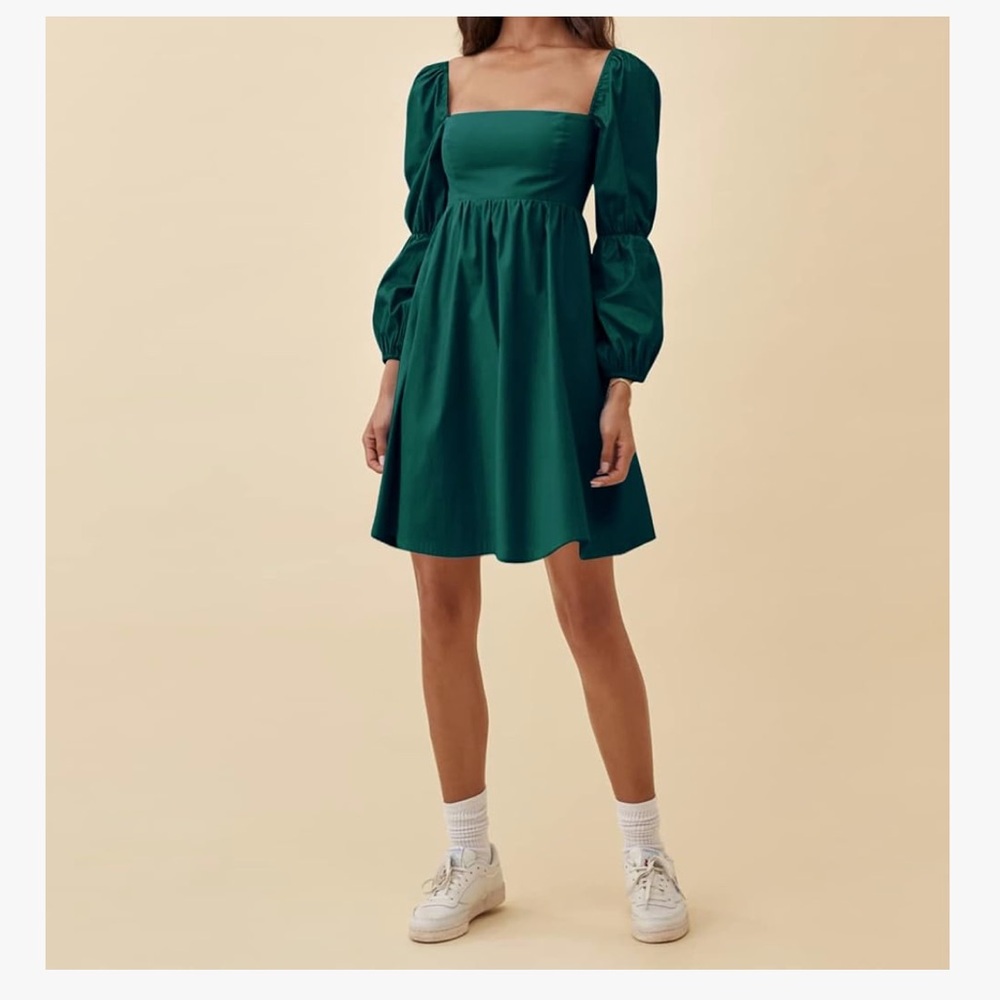 Gorgeous Dark Green Puffy Sleeve Cocktail Dress